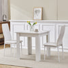 Small Space Dining Set 3Pcs Square Dining Table+ 2 Dining Chair Set White Wooden