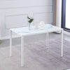Rectangular White Marble Effect Tempered Glass Dining Table Dining Room Kitchen