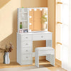 White Dressing Table Wood Makeup Desk with Mirror 5 Drawers Stool Shelf Bedroom