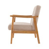 Nordic Solid Wooden Armchair Button Cushion Chair Lounge Single Sofa Fabric Seat