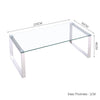Modern Coffee Table Side Rectangle Table Tempered Clear Glass Table Metal Frame