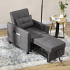 Single Chair Bed, Pull Out Sleeper Chair with Adjustable Backrest, Grey