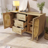 Sideboard Cabinet Rattan Chest of Drawers with 2 Doors and 3 Drawers for Bedroom