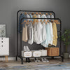 Heavy Duty Metal Double Rail Clothes Garment Hanging Rack w/ Shelfs & Shoe Rack