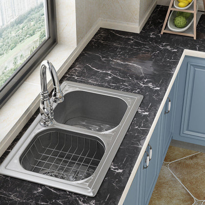 5M 10M Gloss Kitchen Marble Wall Paper Sticker Counter Top Cabinet Cover Film