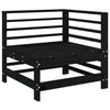 7 Piece Garden Lounge Set Black Solid Wood Pine