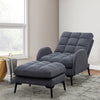 Occasional Adjustable Velvet Armchair Lazy Recliner Sleeper Sofa With Footstool