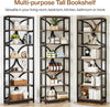 200 cm Tall Bookcase, 6-Tier Industrial Bookcase Narrow Shelf with Metal Frame