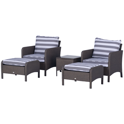 5 Pieces Outdoor Patio Furniture Set Wicker Conversation Set Deep Grey