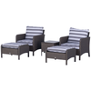 5 Pieces Outdoor Patio Furniture Set Wicker Conversation Set Deep Grey