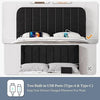 Double Bed with Headboard, Upholstered Bed Frame with 2 USB Charging Stations
