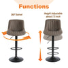 Ralex-chair Bar Stool Set of 2, Swivel Barstools with Back,PU Leather Brown
