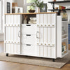 Kitchen Trolley, Kitchen Island with Sliding Doors, Drop Leaf Top 110x42x90cm