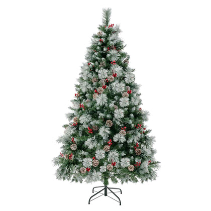 7FT Pre-Lit Artificial Christmas Tree Hinged Xmas Tree w/400 LED Lights