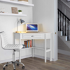 Computer Desk Corner Workstation L Shaped Drawer Shelves Small Home Office White