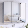 Triple Door Bathroom Mirror Cabinet Cupboard Stainless Steel Wall Mounted 700mm