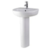 Bathroom 500mm Ceramic Wash Basin & Full Pedestal Modern Round 1 Tap Hole Sink