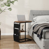 LED Side Table 3 Color Lighted Bedside Sofa End Table with Storage Pocket Brown