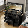 Vanity Desk with Power Outlet, Makeup Vanity with Mirror, Dressing Table Drawers