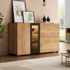 Storage Cabinet Sideboard with Drawers, Adjustable Shelves and Smart LED Lights