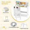 Kids Table and Chair Set Home Student Writing Desk w/ Cabinet-White