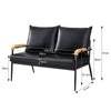 Single/Double/Triple Sofa Armchair Faux Leather Cushion Seat Metal Frame Armrest