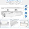 Coffee Table White High Gloss Tea Table with LED RGB Lights 2 Drawer Storage