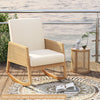 Upholstered Rocking Chair Bedroom Modern Single Accent Chair w/Rattan Armrests