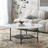 Heavy Duty Marble Coffee Table Large 2 Tier Round Sofa Side End Table Nightstand