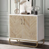 Wooden Sideboard Cabinet Cupboard 2 Doors 2 Shelves Buffet Storage w/Metal Legs