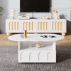 Cloud-Shaped Coffee Table with Drawer and Storage Compartments, White