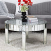 Large Round Coffee Table Crushed Crystal Diamond Highly Reflective Mirror Table