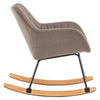 High Back Rocking Armchair Sofa Velvet Linen Solid Wood Swing Lounge Chair Seat
