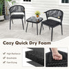 3 Piece Outdoor Wicker Furniture Set Patio Rattan Conversation Set with Table