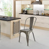 Set of 4 Metal Dining Chairs Industrial Kitchen Chairs Stackable Seat Bronze