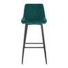 2Pcs Green Bar Stools Velvet Breakfast Pub Chair Kitchen Shape V Design