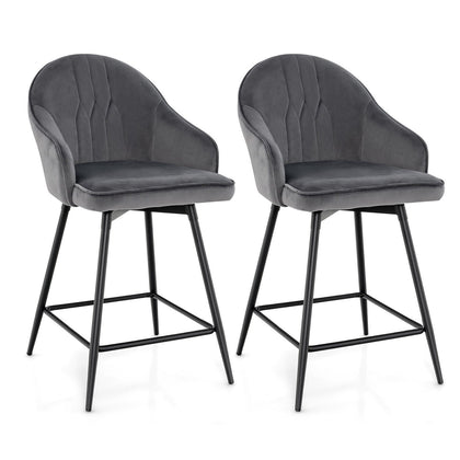 2 Pack Swivel Bar Stools Counter Height Chair Modern Rotatable Dining Chairs
