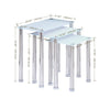 Nest of 3 Tempered Glass Nested Tables Side End Lamp Sofa Tables Living Room