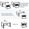 Square Nesting Coffee Table Metal Stacking Side Tables Set Marble-Look White