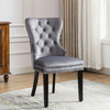 Set of 2 Velvet Upholstered Button Tufted Dining Chairs with Solid Wooden Legs