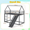 190 x 90 cm House Bunk Bed Low Bunk Bed Frame with Ladder-Black