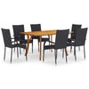 7 Piece Garden Dining Set Black vidaXL