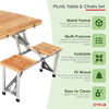 NEW! Luxury Portable Wooden Folding Outdoor Picnic Table and Bench Set 4 Seats