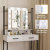 Modern Dressing Table Set 2 Drawer LED Lighted Mirror Makeup Vanity Desk 80x40