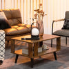 Industrial Coffee Table 2-Tier Wooden Center Table Small Side Table Living Room