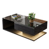 COFFEE TABLE WITH LED LIGHT, HIGH-GLOSS BLACK WITH DRAWER LIVING ROOM FURNITURE