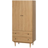 Modern Wardrobe with 2 Drawers, Hanging Rail, Clothes Organizer for Bedroom