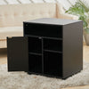Wood Open Shelf Printer Stand Office File Storage Cabinet Side Table with Wheels