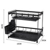 Metal Dish Drainer Rack Tray Cutlery Plate Cup Holder Sink Washing Up Bowl 2Tier