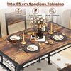 4Pcs Kitchen Dining Set Metal Frame Industrial Table Chairs Bench Set Brown